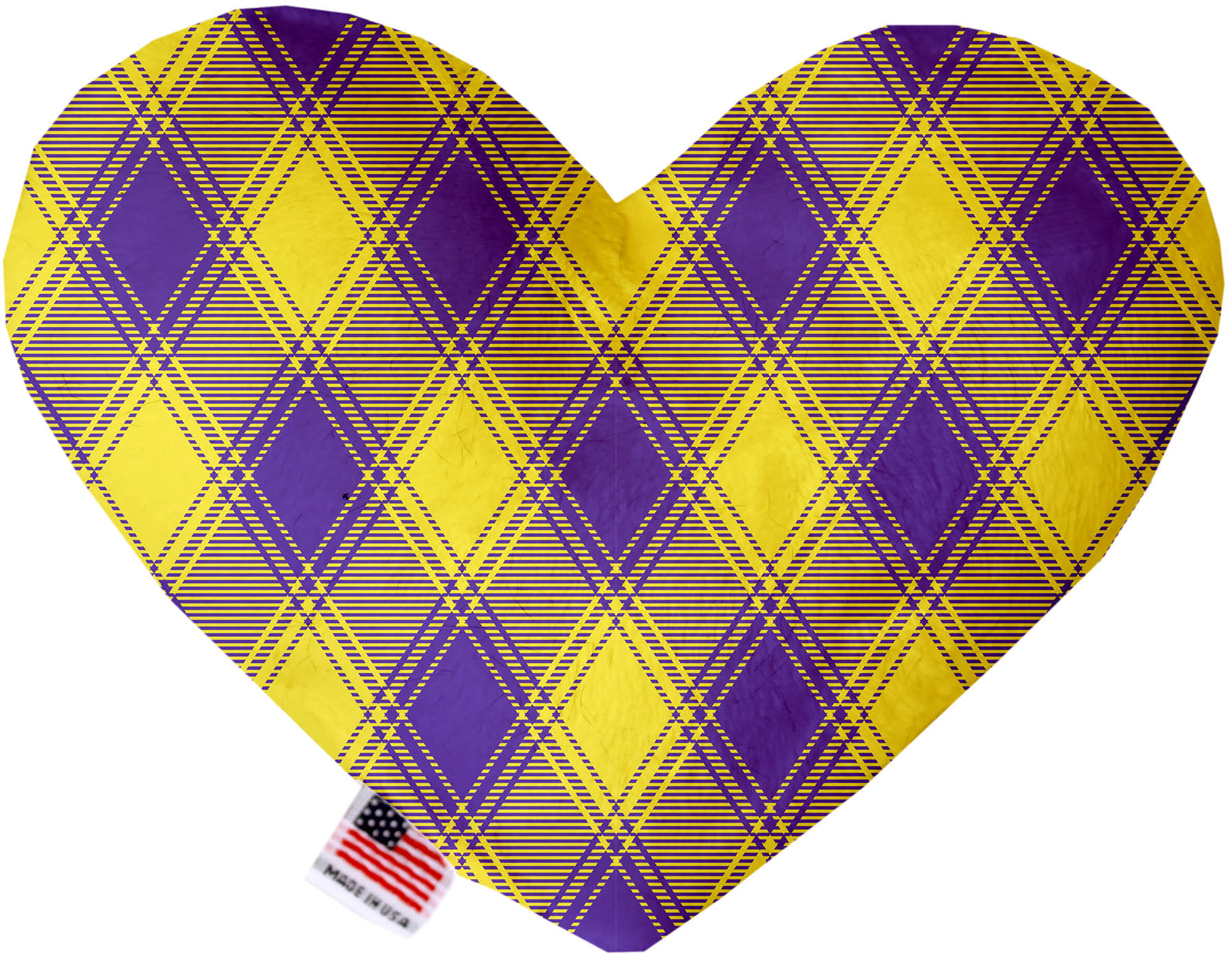 Purple and Yellow Plaid 8 Inch Heart Dog Toy
